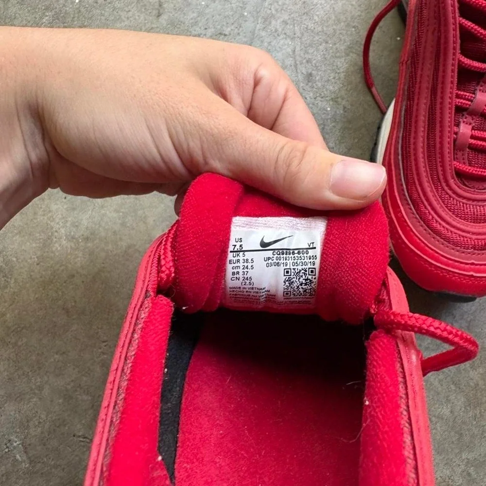Nike Air Max 97 red trainers  Women's Size US 7.5